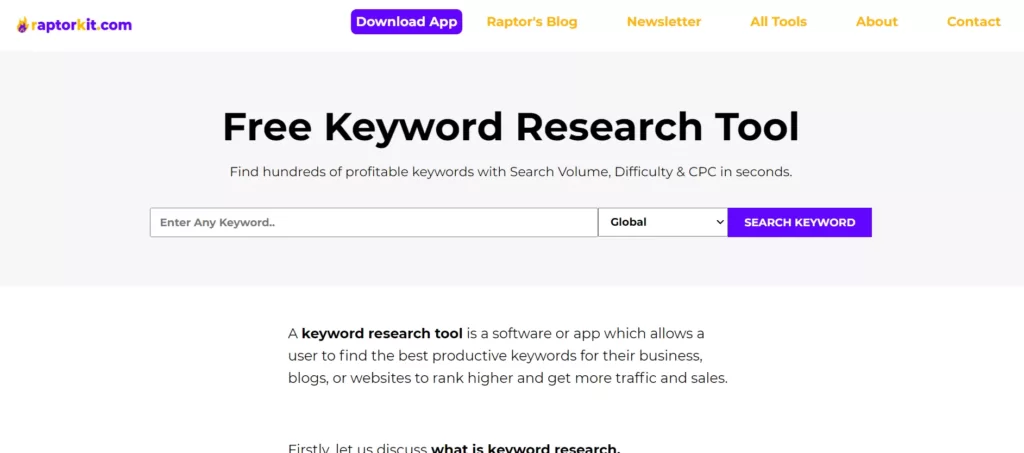 raptorkit-free-keyword-research-tool