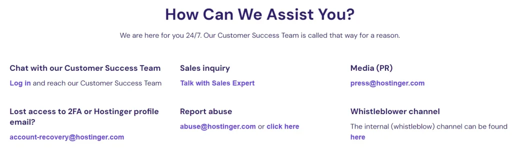 hostinger customer support